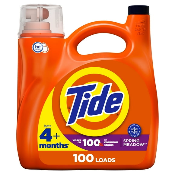 Tide Liquid Laundry Detergent, HE Compatible, Spring Meadow Scent, 132 fl oz, 100 Loads
