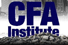 CFA Institute logo over rubble.