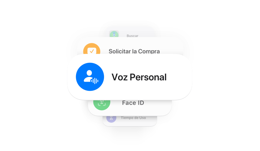 Varias prestaciones del iPhone, desde Voz Personal hasta Face ID.