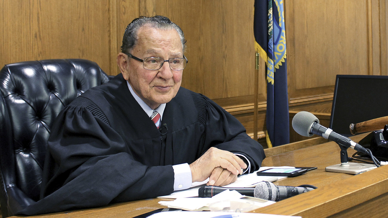 FILE - In this Aug. 10, 2017 file photo, Providence Municipal Court Judge Frank Caprio sits on the bench in Providence, R.I. 