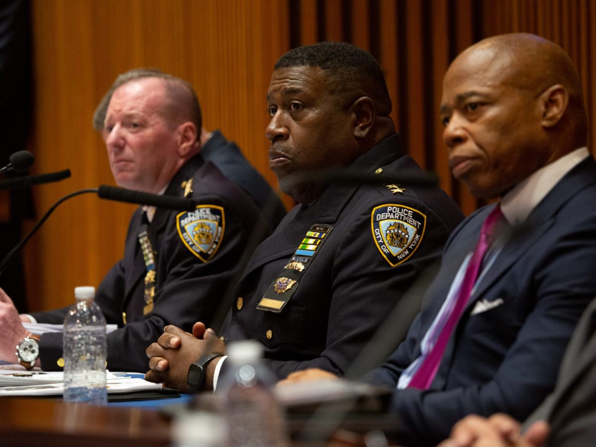 NYPD Chief of Department Jeffrey Maddrey attends a crime briefing at One Police Plaza.