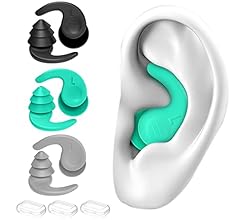 Swimming Ear Plugs for Adults,3 Pairs Waterproof Reusable Silicone Swim Earplugs for Swimming Surfing Snorkeling Showering …