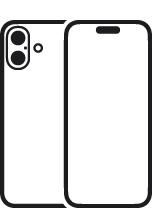 iPhone 16 Plus, back, Advanced dual-camera system, two vertical lens, microphone and flash, front, Dynamic Island